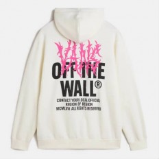 לצפייה במוצר קפוצ'ון רוכסן (Zip Hoodie) אוברסייז של VANS בצבע אוף-וויט והדפס גראנג'