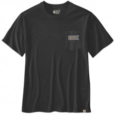לצפייה במוצר חולצת טישירט כיס שחורה לגברים Carhartt עם גרפיקה וגזרה רגועה (Relaxed Fit)