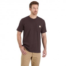 לצפייה במוצר חולצת טישירט כיס קלאסית Carhartt לגברים (K87) בצבע חום כהה (Dark Brown)