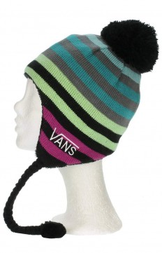 לצפייה במוצר כובע גרב Vans Peruvian Beanie – עיצוב פסים צבעוני עם צמות ופונפון
